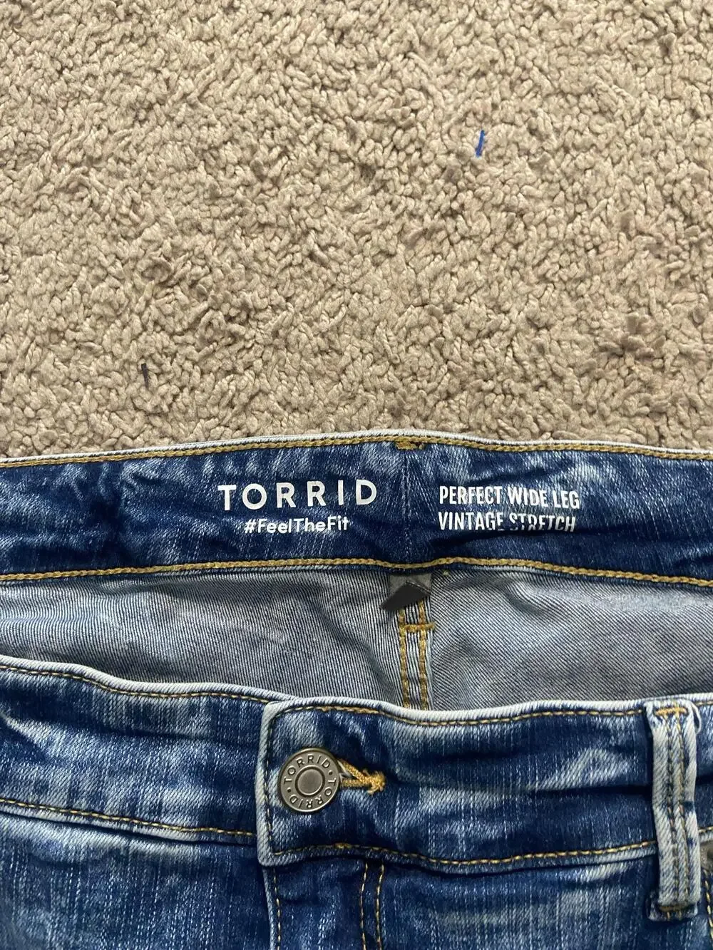 Torrid Perfect Wide Leg Jeans Womens 20R Blue Vintage Stretch Distressed Plus